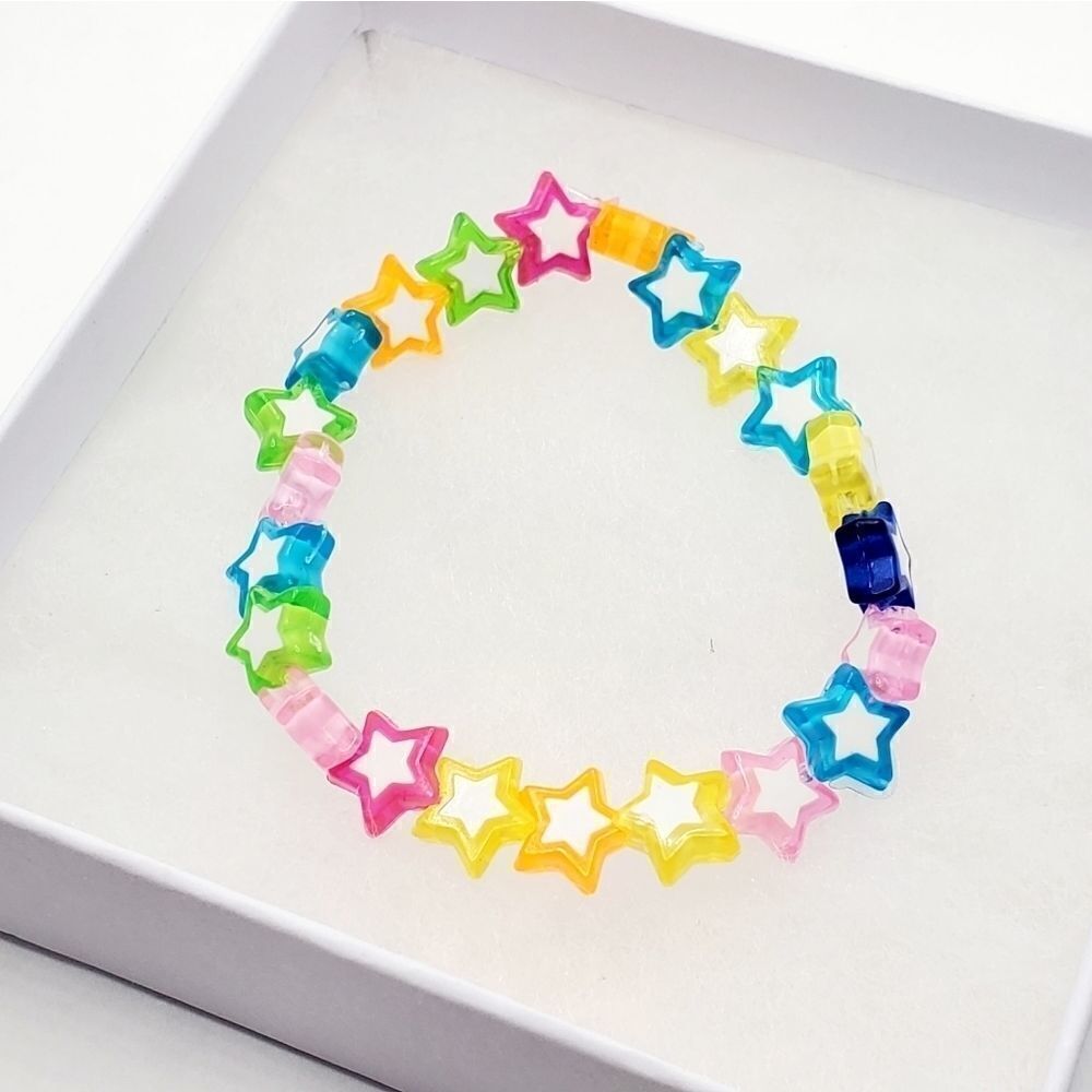 Children's Multi Colored Star Stretch Bracelet - Picture 2 of 6